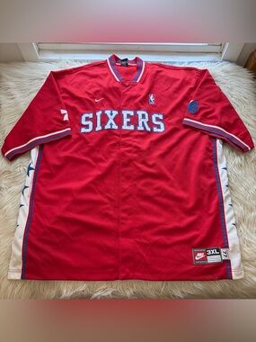 Vintage Nike Team Philadelphia Sixers Size 3XL NBA Basketball Warmup Jersey Y2K